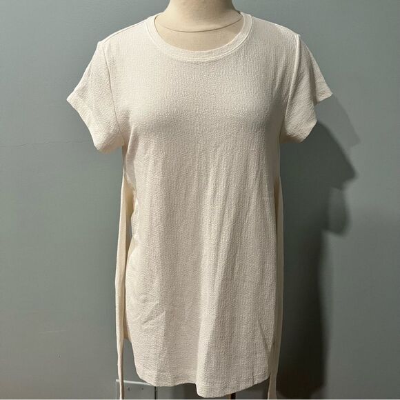 A Pea in the Pod White Textured Tie Front Short Sleeve Maternity Top Size Medium - Picture 4 of 8